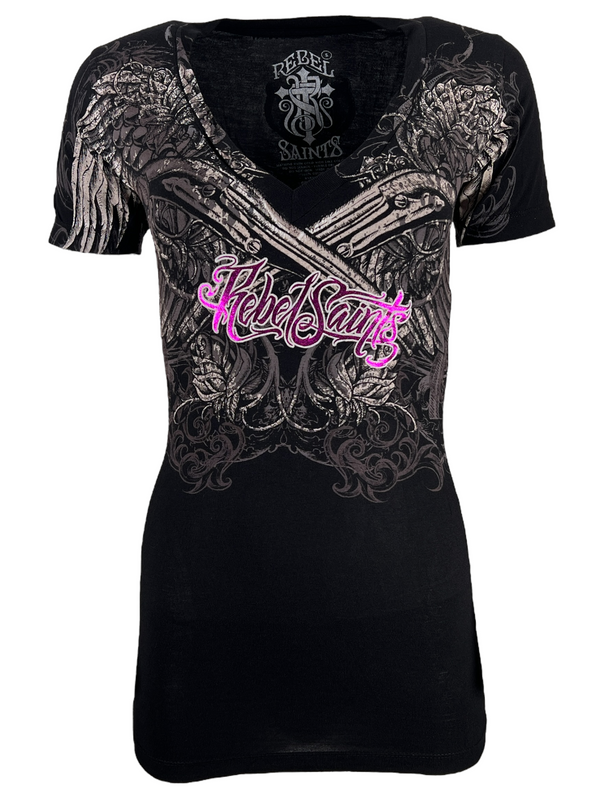 Rebel Saint by Affliction Women's T-shirt Ravenous  ^