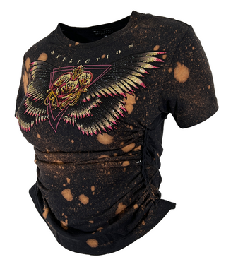 Affliction Women's T-shirt CORTONA Short Sleeve Biker