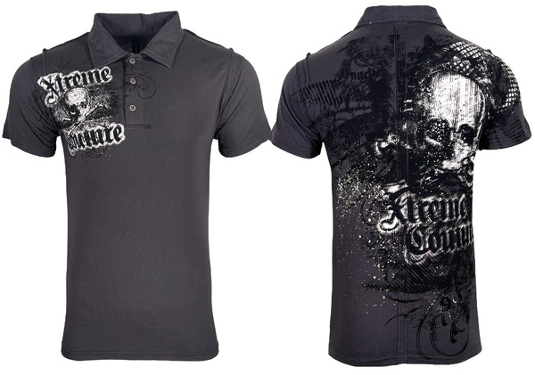 Xtreme Couture Men's Polo Shirt Last Rites Charcoal