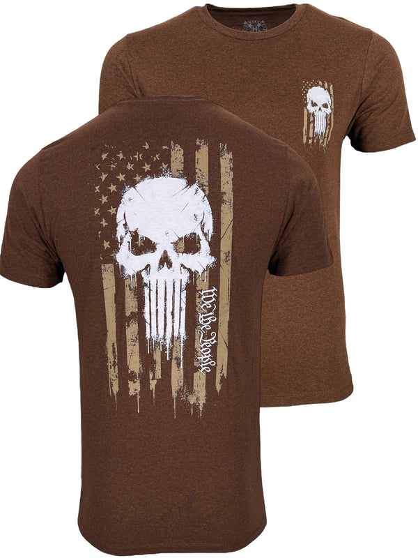 Howitzer Style Men's T-Shirt Skull Freedom Flag Military Grunt MFG *