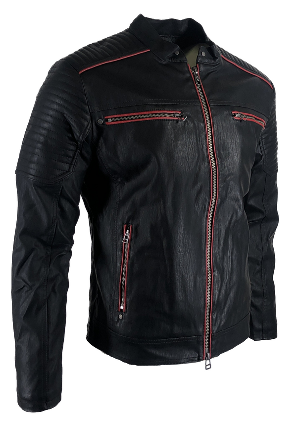 AMERICAN FIGHTER Men's Jacket UNSER Faux Leather Hooded BIKER