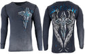 Archaic by Affliction Men's Thermal Shirt FERAL Gray