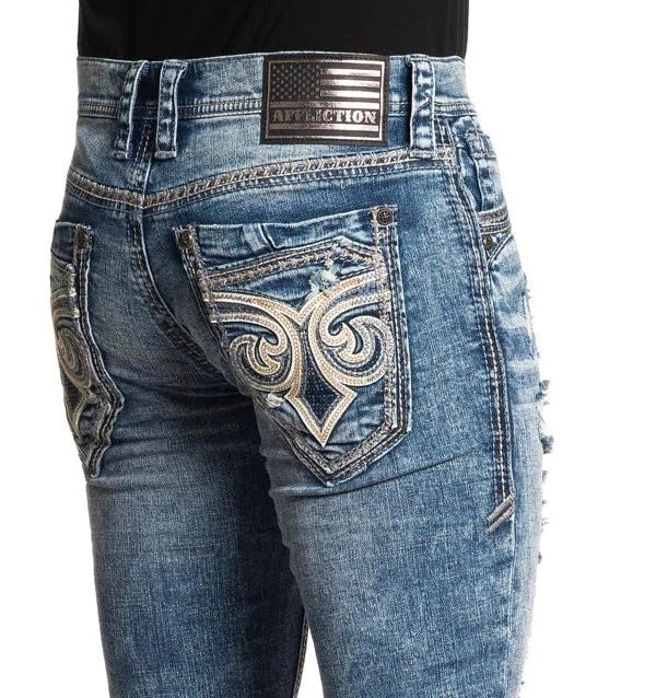 Affliction Men's Denim Jeans Gage Peak Groves Blue