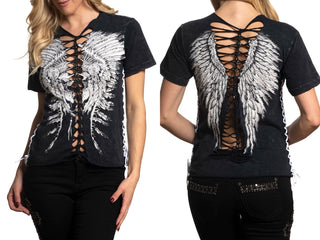 AFFLICTION Women's T-Shirt TRIBAL SCREAM Black