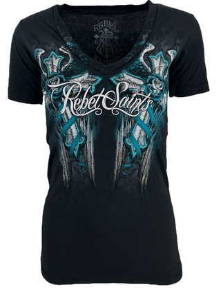 Rebel Saint by Affliction Women's T-shirt Soft Touch ^