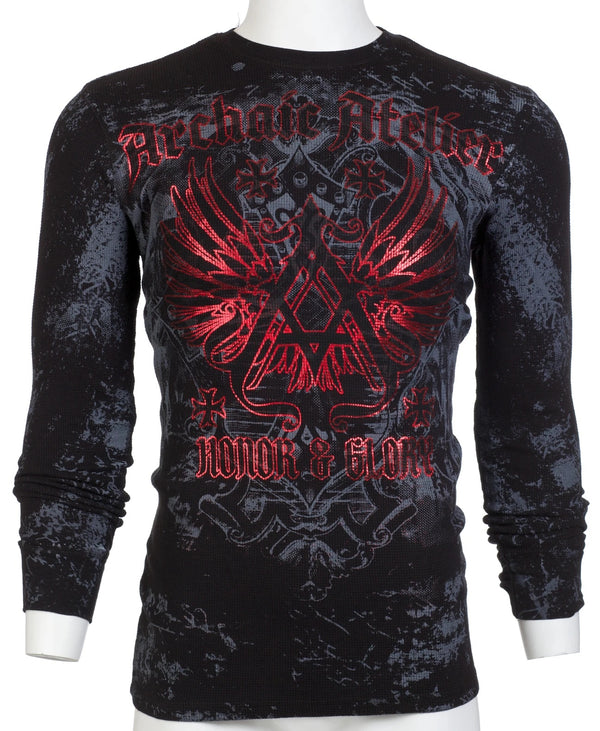 Archaic By Affliction Mens Long Sleeve Thermal Shirt ACHILLES Crewneck