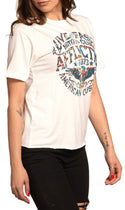 Affliction Women's T-Shirt AC RUSTED BADGE White