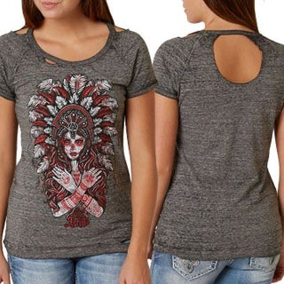 SECRET ARTIST by AFFLICTION Women's T-Shirt S/S MYAN HEADDRESS Tee