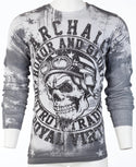 ARCHAIC Mens Long Sleeve DEATH RACER Crewneck THERMAL T-Shirt (Silver Grey)