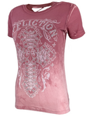 Affliction Women's T-Shirt Lace & Faith Silver Pink  ^