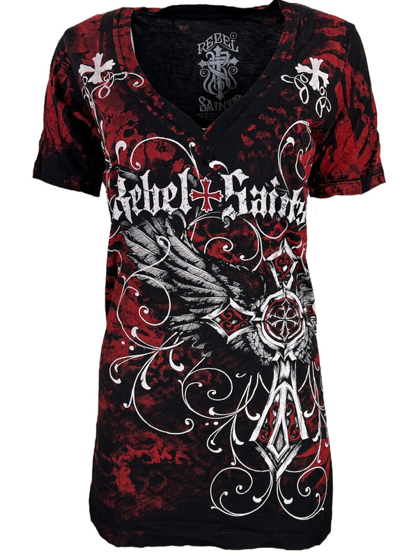 Rebel Saint by Affliction Women's T-shirt Story Teller