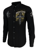 Xtreme Couture by Affliction Men's Button Down Shirt Galaxy Black Biker