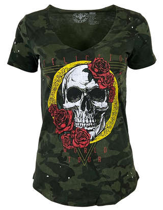 Affliction Women's Short sleeve T-Shirt SKULL TOUR