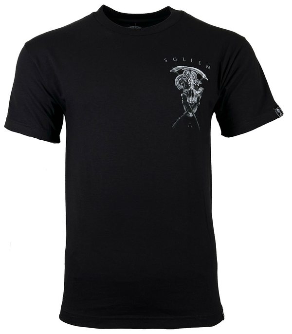 Sullen Men's T-shirt FARRAR REAPER Jet Black Tattoo Skull Premium Quality Artwork