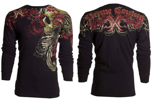 Xtreme Couture by Affliction Men's Thermal Shirt TELEPHUS (Black)