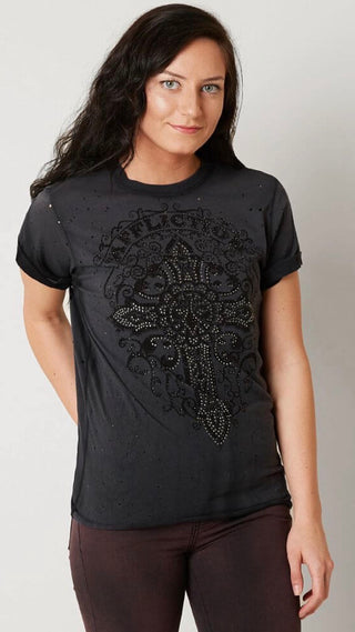 AFFLICTION Women's T-Shirt S/S CHAMBERY Tee Biker