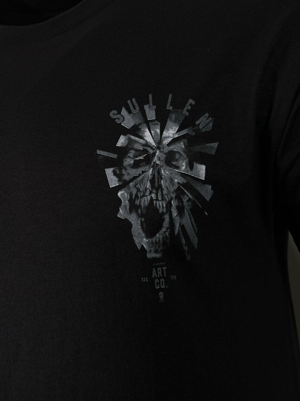 Sullen Men's T-shirt SHATTERED Jet Black Tee Tattoo Skull Premium Quality Artwork