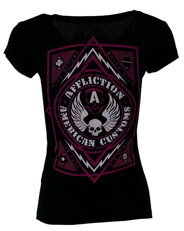 Affliction Women's  T-shirt MASS POWER Black