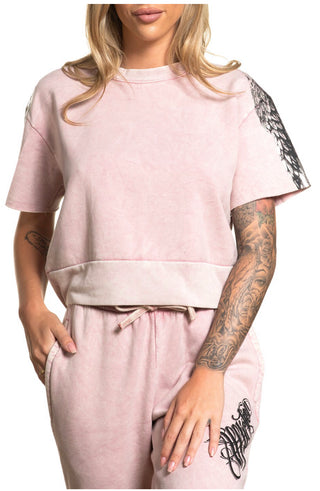 AFFLICTION Women's T-Shirt Sweatshirt AUDRALYN Pink