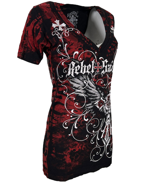 Rebel Saint by Affliction Women's T-shirt Story Teller
