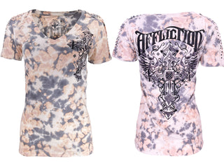 Affliction Women's T-Shirt Venetian Fleet V-neck  ^