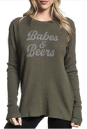 CHILLIONAIRE BY AFFLICTION Women's Thermal Shirt BABES Green