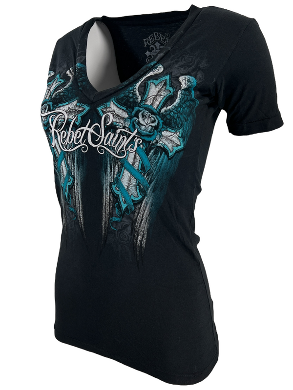 Rebel Saint by Affliction Women's T-shirt Soft Touch ^