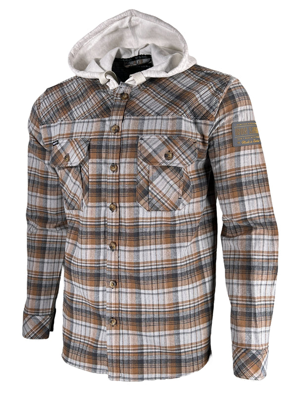 Howitzer Style Men's Button Down Flannel Hoodie Casemate Military Grunt *