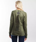Affliction Women's T-Shirt Long Sleeve MANUFACTURE Military Green