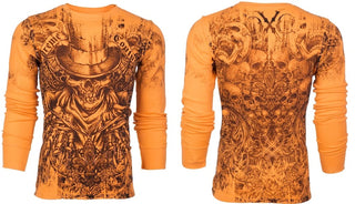 XTREME COUTURE Mens Long Sleeve OFFERING Crewneck THERMAL T-Shirt (Orange)