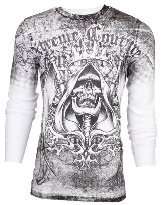 XTREME COUTURE Mens Long Sleeve DEATH LIST Crewneck THERMAL T-Shirt