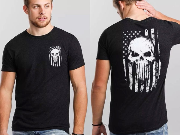 HOWITZER Style Men's T-Shirt SKULL FLAG Military Grunt