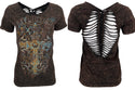 Affliction Women's T-Shirt Sanctuary Rust Scoop  ^