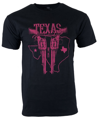 RAW STATE By Affliction Men's T-Shirt TEXAS GUNS Biker Cowboy