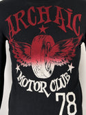 Archaic by Affliction Men's Thermal Shirt FLYING RACER Black