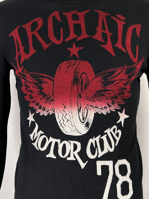 Archaic by Affliction Men's Thermal Shirt FLYING RACER Black