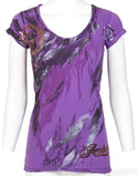 ARCHAIC Womens Short Sleeve SECOND LOVE V-neck T-Shirt (Purple)
