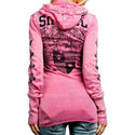 Sinful AFFLICTION Women's Top DAKOTA SWEATER DRESS Pink Skull Wings Biker