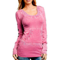 Sinful AFFLICTION Women's Top DAKOTA SWEATER DRESS Pink Skull Wings Biker