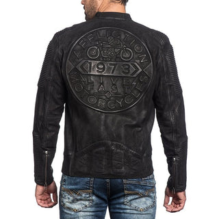 AFFLICTION Leather FURY ROAD MOTO MEN'S JACKET Black