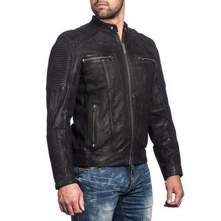 AFFLICTION Leather FURY ROAD MOTO MEN'S JACKET Black