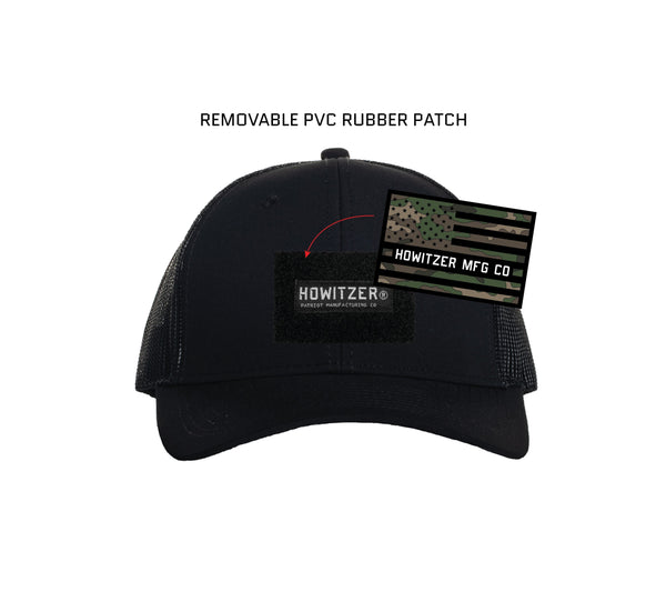 Howitzer Style Men's Hat FLAG HAT Military Grunt Black
