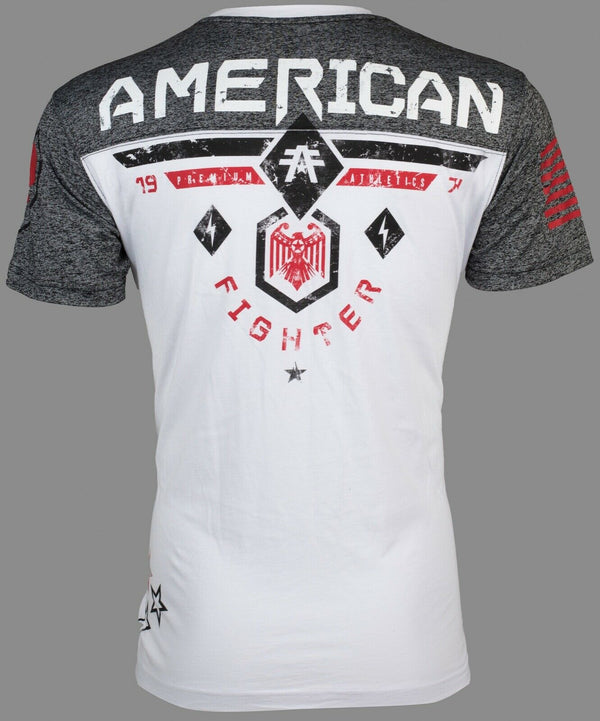 AMERICAN FIGHTER Fairbanks White Black Red Athletic Fit Mens T-shirt XL-3XL NWT */