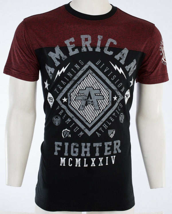 AMERICAN FIGHTER Kendall Black Red Athletic Fit Mens Crew Neck T-shirt L-3XL NWT */