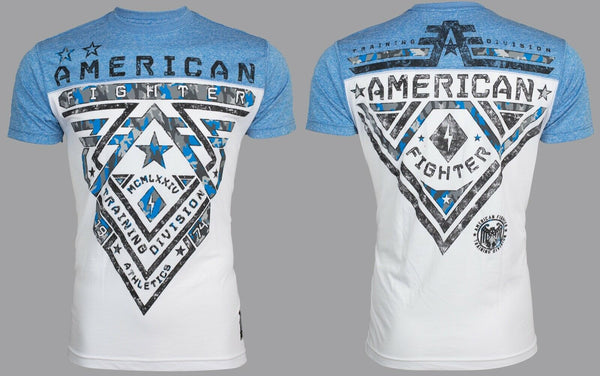 AMERICAN FIGHTER Crossroads Camo White Blue Athletic Mens Crewneck T-shirt L-3XL */
