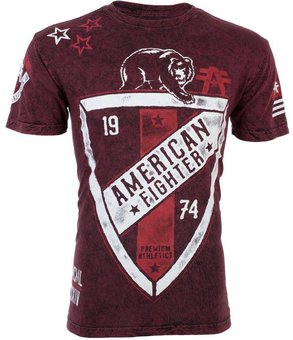 AMERICAN FIGHTER Cincinnati Burgundy Athletic Fit Mens Crewneck T-shirt L XL NWT