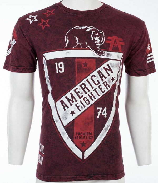 AMERICAN FIGHTER Cincinnati Burgundy Athletic Fit Mens Crewneck T-shirt L XL NWT