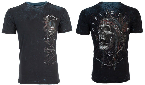 AFFLICTION Mens T-shirt American Customs Prairie Storm REVERSIBLE M-3XL