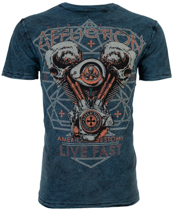 AFFLICTION Mens T-shirt American Customs Prairie Storm REVERSIBLE M-3XL