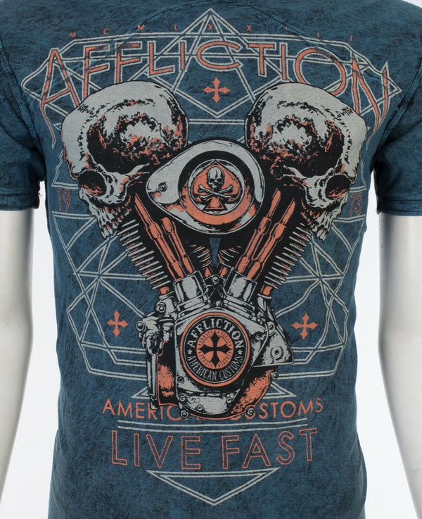 AFFLICTION Mens T-shirt American Customs Prairie Storm REVERSIBLE M-3XL